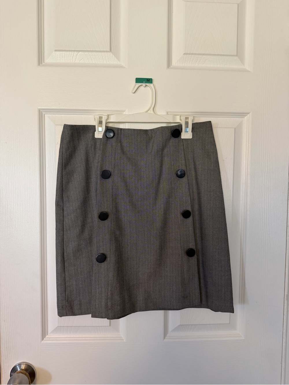LOFT Charcoal Gray Double-Button Pencil Skirt